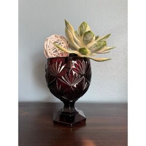 Vintage Luminarc Arcoroc France Red Ruby Glass Pedestal Candy Dish Goblet